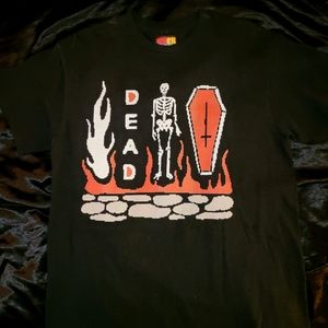 Teen Hearts Dead Skeleton Emo Pixel Art Black M Unisex T-shirt